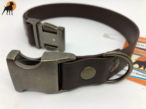 Biothane Maßhalsband ANTIK EDITION, 25mm, Beschläge und Vernietung in Antik-Optik