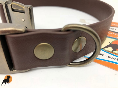 Biothane Maßhalsband ANTIK EDITION, 25mm, Beschläge und Vernietung in Antik-Optik