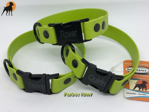 HWP Biothane Beta Maßhalsband 19mm mit Metallschluß und Gravur