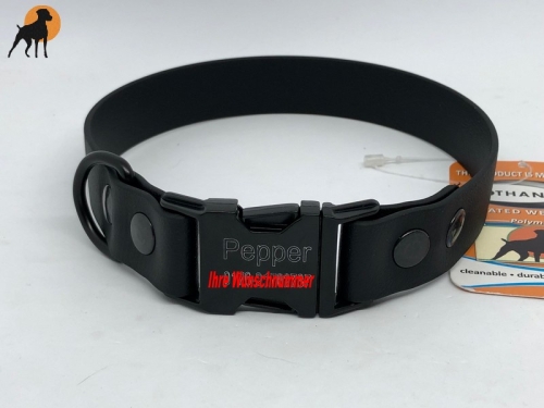 HWP Biothane Beta Maßhalsband 19mm mit Metallschluß und Gravur