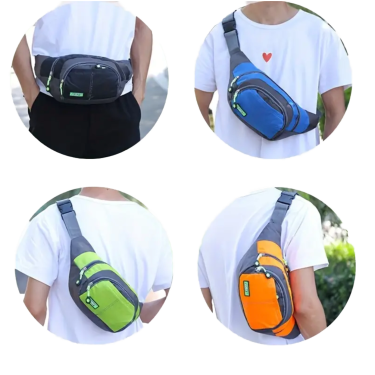 Beuteltasche mit Reißverschluß, grün/schwarz
