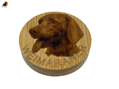 Bambus Flaschenöffner, rund, ca. 6,5cm, Weimaraner