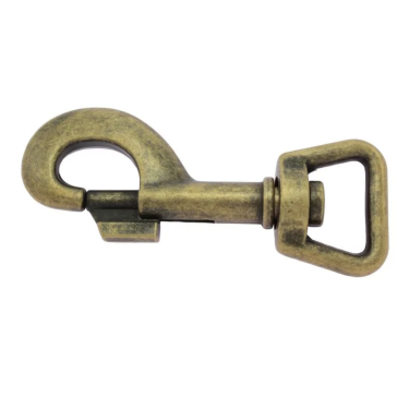 Karabinerhaken 82mm, für Bänder bis 20mm, Antik-Optik