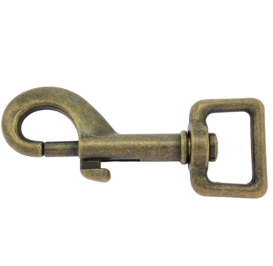 Karabinerhaken 76mm, für Bänder bis 20mm, Antik-Optik