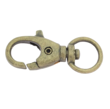 Karabinerhaken 41mm für Pfeifenbänder, Messing-Antik-Optik