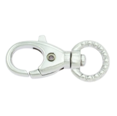 Karabinerhaken 41mm für Pfeifenbänder, Strass-Optik, Verchromt