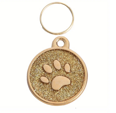 Hundemarke Pfote, 27mm, goldfarben