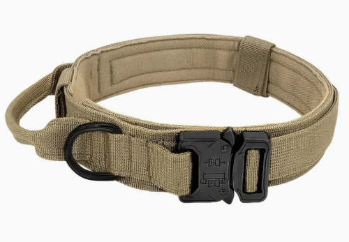 Sicherheitshalsband 38mm mit Metallverschluß und Haltegriff, beige