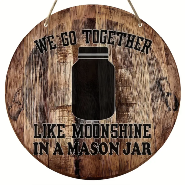 Moonshine Schild Acryl (Holzdesign), rund, ca. 20cm