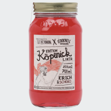 O'Donnell Moonshine Likör Kirsch-Schoko Köpenick-Edition (20% vol.), Starter Set mit Ausgießer, 700ml