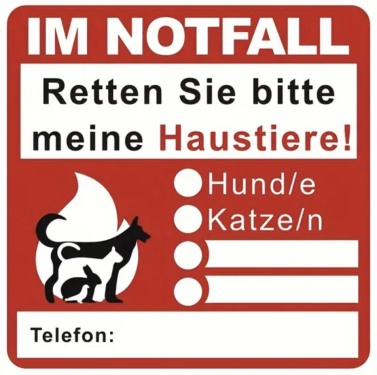 Notfall-Aufkleber Hund/Katze, ca. 10x10cm
