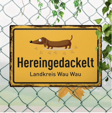 Blechschild HEREINGEDACKELT, 30x20cm
