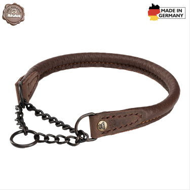 AKAH Elchleder-Kettenhalsband 30cm, Dunkelbraun