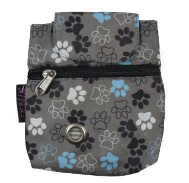 Nijens Baza 71010 Leckerli-Tasche / Hundekotbeutelspender, wasserabweisend, Pfotendesign grau
