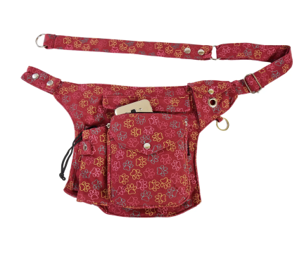 Nijens Gassi-Tasche Brandenburg 51 mit Flaschenhalter, Pfotendesign Rot