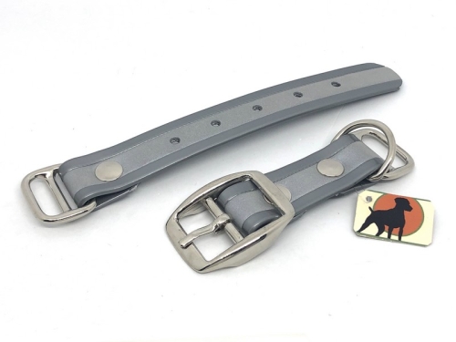 Biothane Reflect Paracord Adapter 25mm mit Dornschnalle rund, chrom