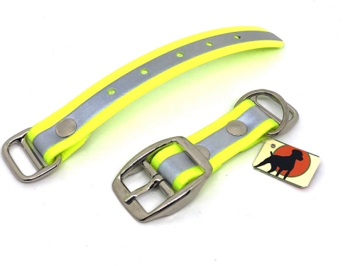 Biothane Reflect Paracord Adapter 25mm mit Dornschnalle rund, chrom