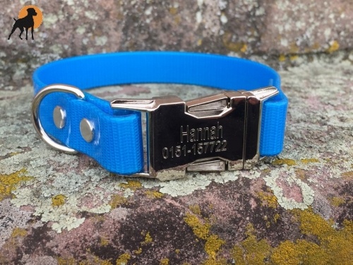 HWP Biothane Crystal Halsband 19mm mit Metallschluß und Gravur
