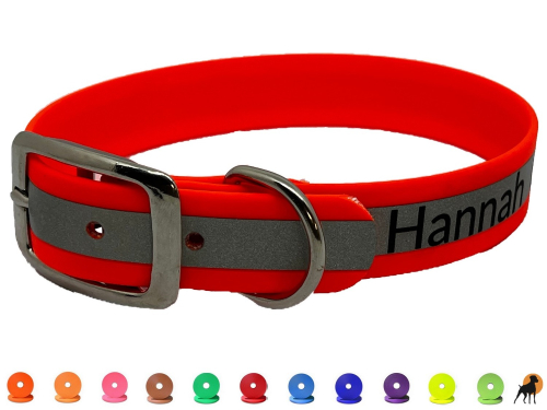 Biothane Beta Reflective Halsband Classic 1, mit Lasergravur, Breite: 25mm