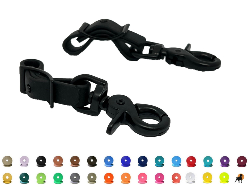 Biothane Beta Steigbügelhalter, Steigbügelaufhänger 12mm, mit Conwayschnalle, Beschläge: Schwarz