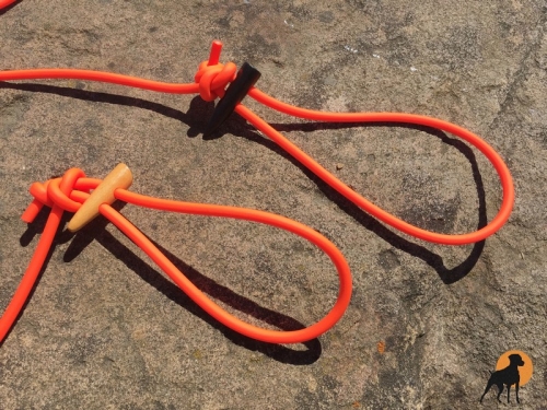 HWP Biothane Coated Rope Moxon Führleine 6mm x 110cm, mit Holzknebeln