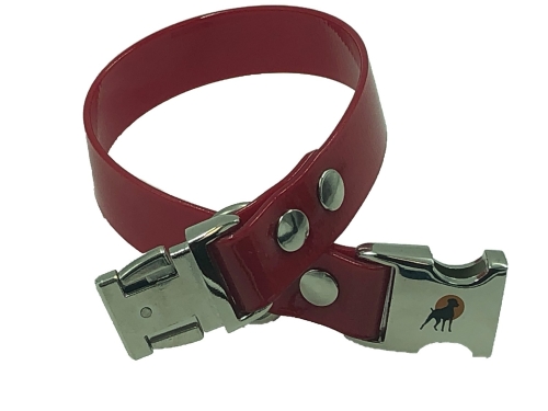 HWP Biothane Crystal Halsband mit Alu-Verschluß, Rubinrot