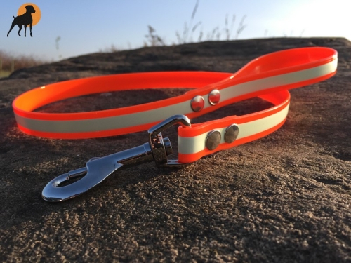 Biothane Glow Führleine 19mm mit Handschlaufe (Länge und Haken wählbar), fluoriszierend