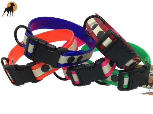 HWP Biothane Glow Maßhalsband FUN 25mm, fluoriszierend, mit Wienerlock PVC Verschluß