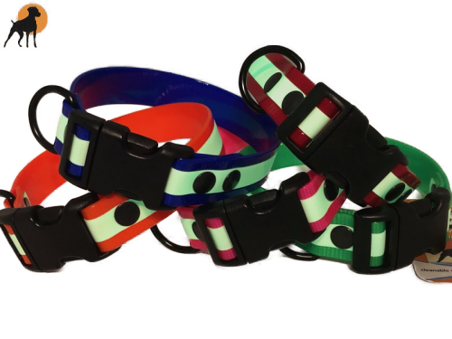 HWP Biothane Glow Maßhalsband FUN 25mm, fluoriszierend, mit Wienerlock PVC Verschluß