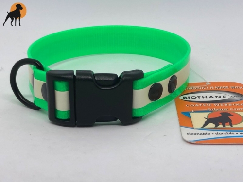HWP Biothane Glow Maßhalsband FUN 25mm, fluoriszierend, mit Wienerlock PVC Verschluß