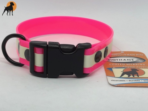 HWP Biothane Glow Maßhalsband FUN 25mm, fluoriszierend, mit Wienerlock PVC Verschluß