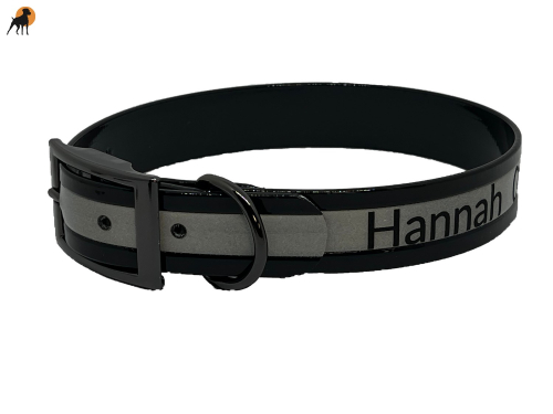 Biothane Gold Reflective Halsband Classic 2, mit Lasergravur, Breite: 25mm