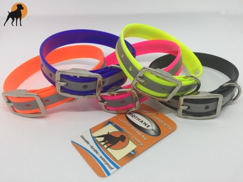 Biothane Reflect Halsband mit Dornschnalle rund, Breite: 19mm