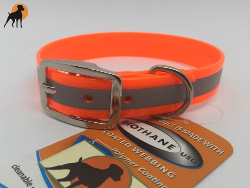 Biothane Reflect Halsband mit Dornschnalle rund, Breite: 19mm