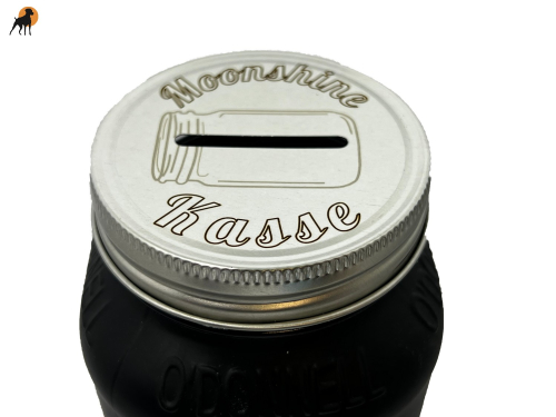 Moonshine Glasaufsatz Spardose mit Lasergravur MOONSHINE-KASSE