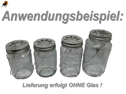 Moonshine Teelicht-Lampenaufsatz mit Bügel für Mason Jar Gläser, silber