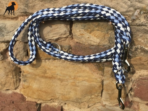 Tauwerk Doppelführleine G2, handgeflochten, 3-fach verstellbar, 12mm x 230cm, Arktis