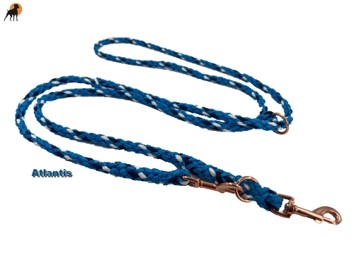 Tauwerk Führleine G1, 9mm x 235cm, 3-fach verstellbar, mit Bolzenkarabiner, Rosegold