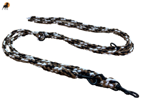Tauwerk Führleine G1, 9mm x 235cm, 3-fach verstellbar, mit Bolzenkarabiner, Schwarz