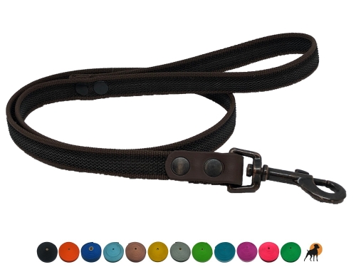 HWP Führleine gummiert 20mm, Karabinerhaken Antik Altkupfer, Handschlaufe wählbar