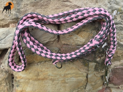 Tauwerk Doppelführleine G2, handgeflochten, 3-fach verstellbar, 12mm x 230cm, Stonewall
