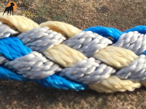 Tauwerk Halsband G2 Premium 20mm, Ringe Messing, rund geflochten, Eisgrau