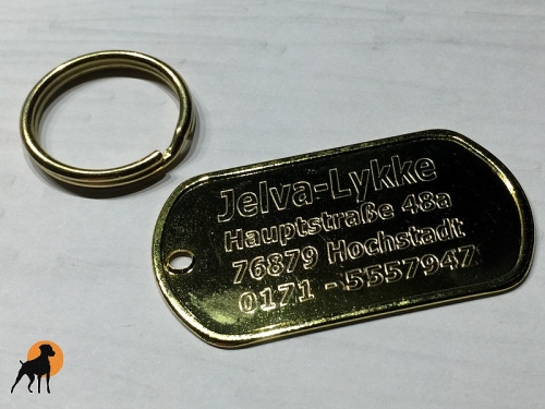 Dog Tag Hundemarke mit Wunschgravur, max. 4 Zeilen, Vergoldet