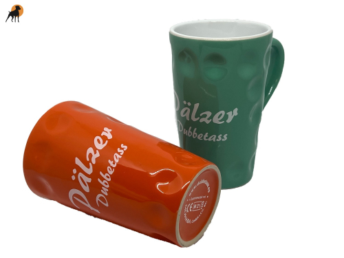 Keramiktasse mit Aufdruck Pälzer Dubbetass, 0,2l