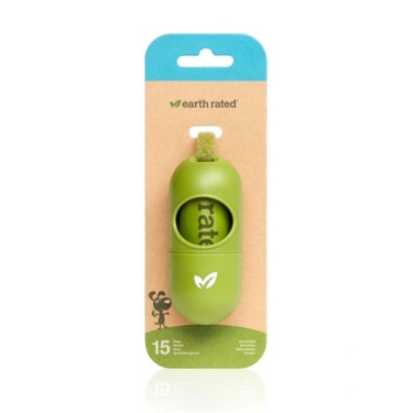 Earth Rated Kotbeutelhalter mit 1 Rolle a´15 Kotbeutel (biologisch abbaubar)