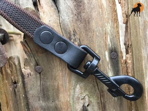 HWP Führleine gummiert 20mm, Karabinerhaken schwarz galvanisiert, Handschlaufe wählbar