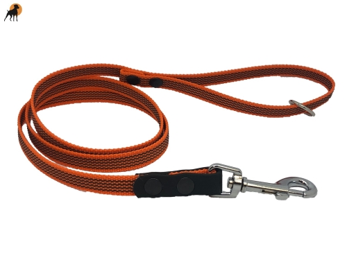 HWP Führleine gummiert 15mm, Karabinerhaken chrom, Handschlaufe wählbar
