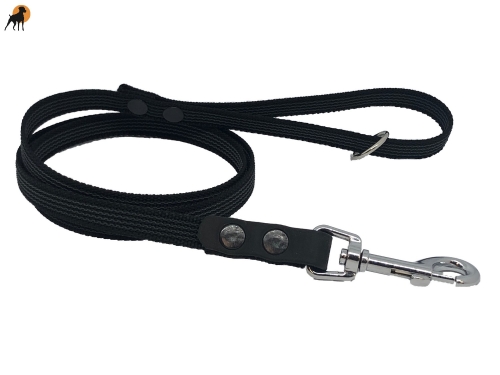 HWP Führleine gummiert 15mm, Karabinerhaken chrom, Handschlaufe wählbar