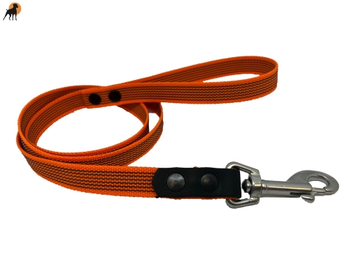 HWP Führleine gummiert 20mm, Karabinerhaken Edelstahl, Handschlaufe wählbar