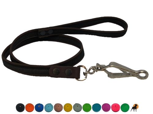 HWP Führleine gummiert 20mm, Zangenhaken vernickelt, Handschlaufe wählbar